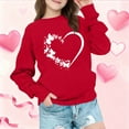 thumbnail image 5 of Girls Red Butterfly and Heart Graphic Sweatshirt | Soft Stretch Long Sleeve Crewneck | Valentine's Day Spring Casual Top for Kids Youth (Ages 4-14),Size 3 T, 5 of 9