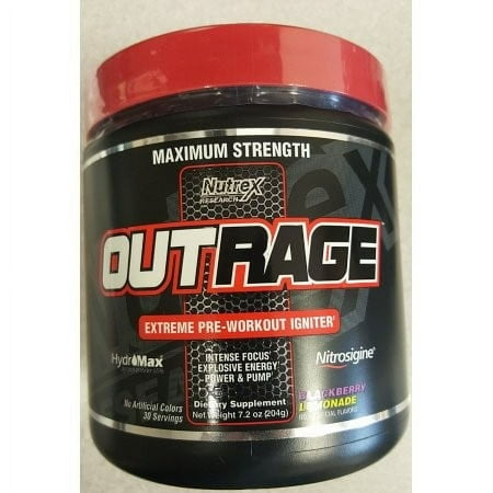 Nutrex OUTRAGE Extreme Pre-Workout Igniter, Blackberry Lemonade, 7.2 Oz
