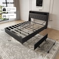 thumbnail image 6 of Bellemave PU Leather Upholstered Bed Frame Queen Size with 4 Storage Drawers Noise-reduced Queen Size Bed Frame with Bookcase Headboard and Charging Station (Queen, Black), 6 of 9