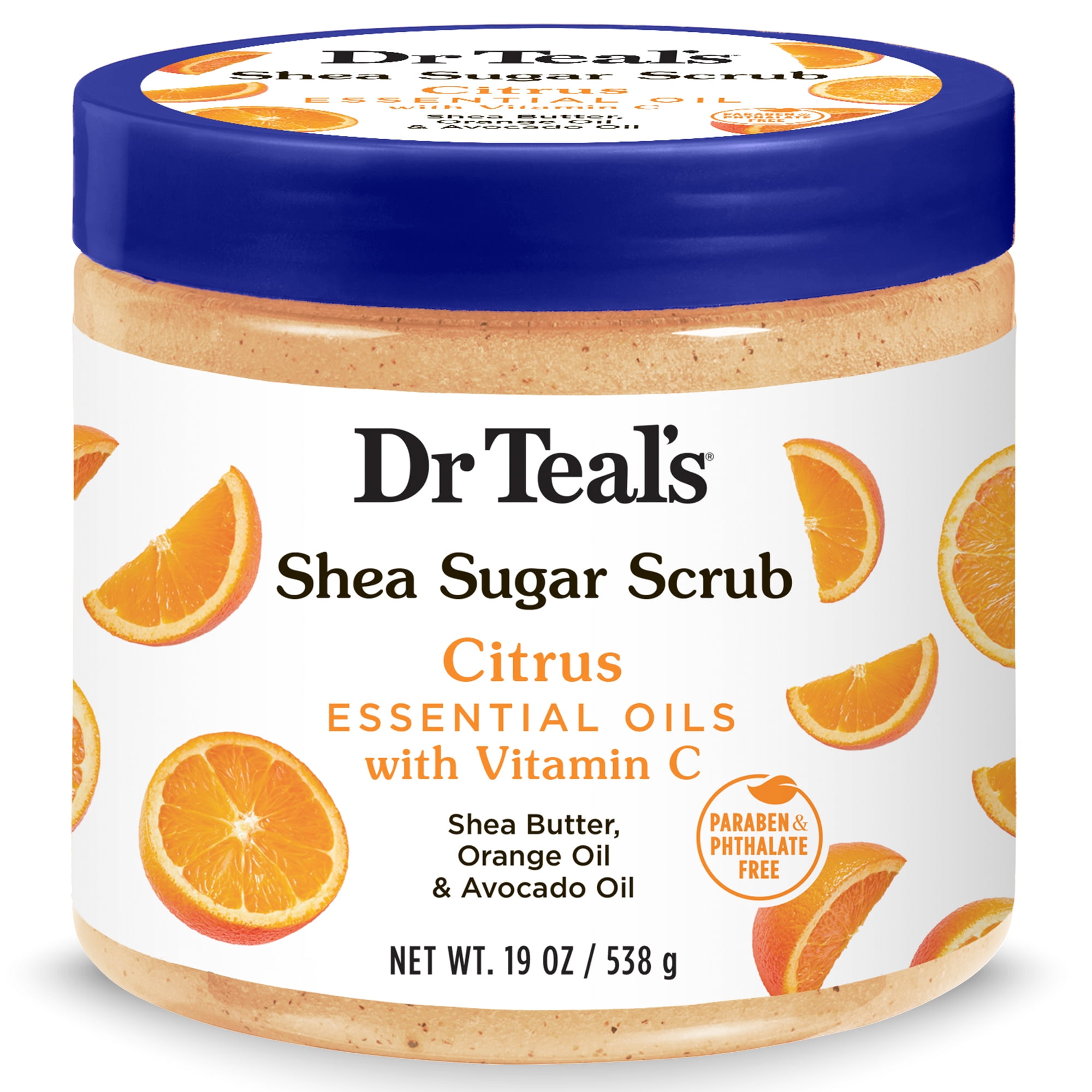 Dr Teal's Shea Sugar Body Scrub, Citrus with Essential Oils & Vitamin C, 19 oz