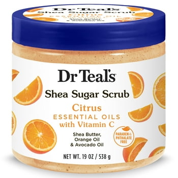 Dr Teal's Shea Sugar Body Scrub, Citrus with Essential Oils &  C, 19 oz