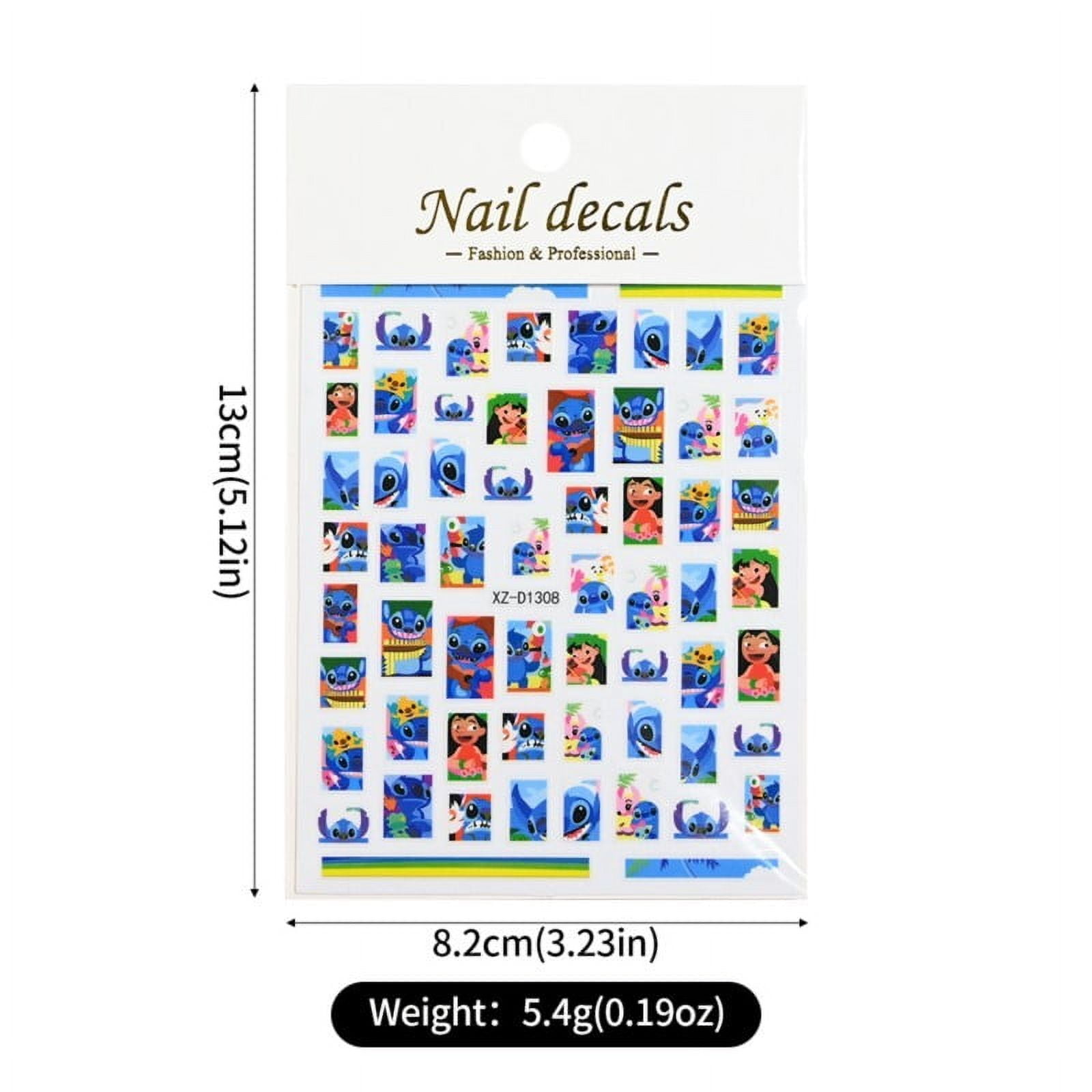 1pcs Cartoon Mini Stitch Angel Nail Stickers Multiple Expressions Cute Stitch 3D Nail Decal Sliders Anime Nail Art Decorations &