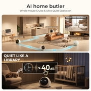 VividEye 2K Pet Camera Robot with AI, Movable Indoor WiFi Cam, Whole-Home Auto Patrol, Auto-Recharge, 360° Pet Finder, 2-Way Audio, Bark & Sound Alerts for Dogs and Cats