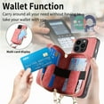 thumbnail image 4 of ShellTech Phone Case for iPhone 14 Pro Max Zipper Wallet Cover with Credit Card Holder Slot Shoulder Crossbody Strap Cell Women Girls Men,Pink, 4 of 10