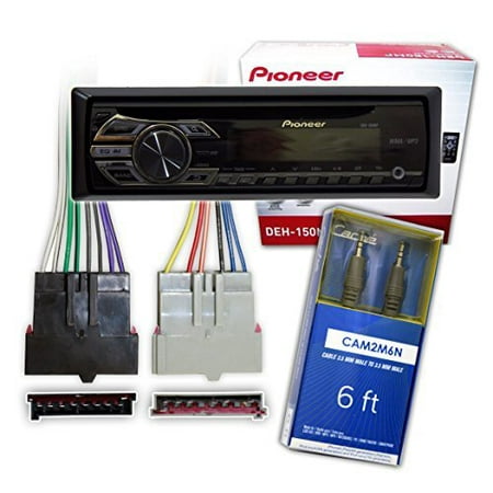 Pioneer DEH-150MP Single DIN Car Stereo With MP3 Playback + Harness 1985-2004 Ford/Lincoln/Mercury + FREE Mini-to-Mini AUX