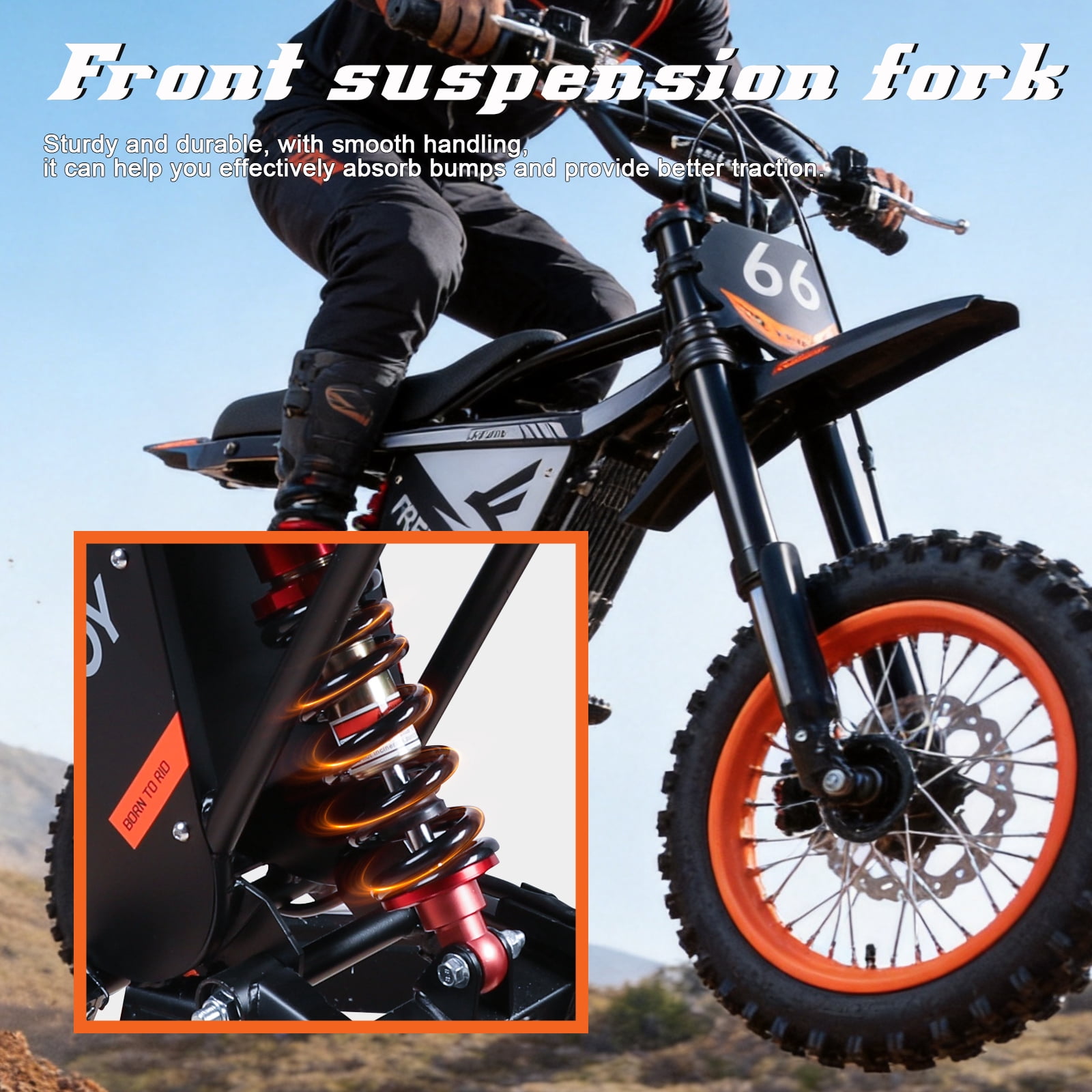 Y66 Electric Bike for Teens Adults,3000W Brushless Motor Up to 34MPH, 48V 30Ah 40-Mile Electric Motorcycle, 12"/10" Off-Road Tire Ebike, Dual Hydraulic Brakes, Full Suspension UL2849