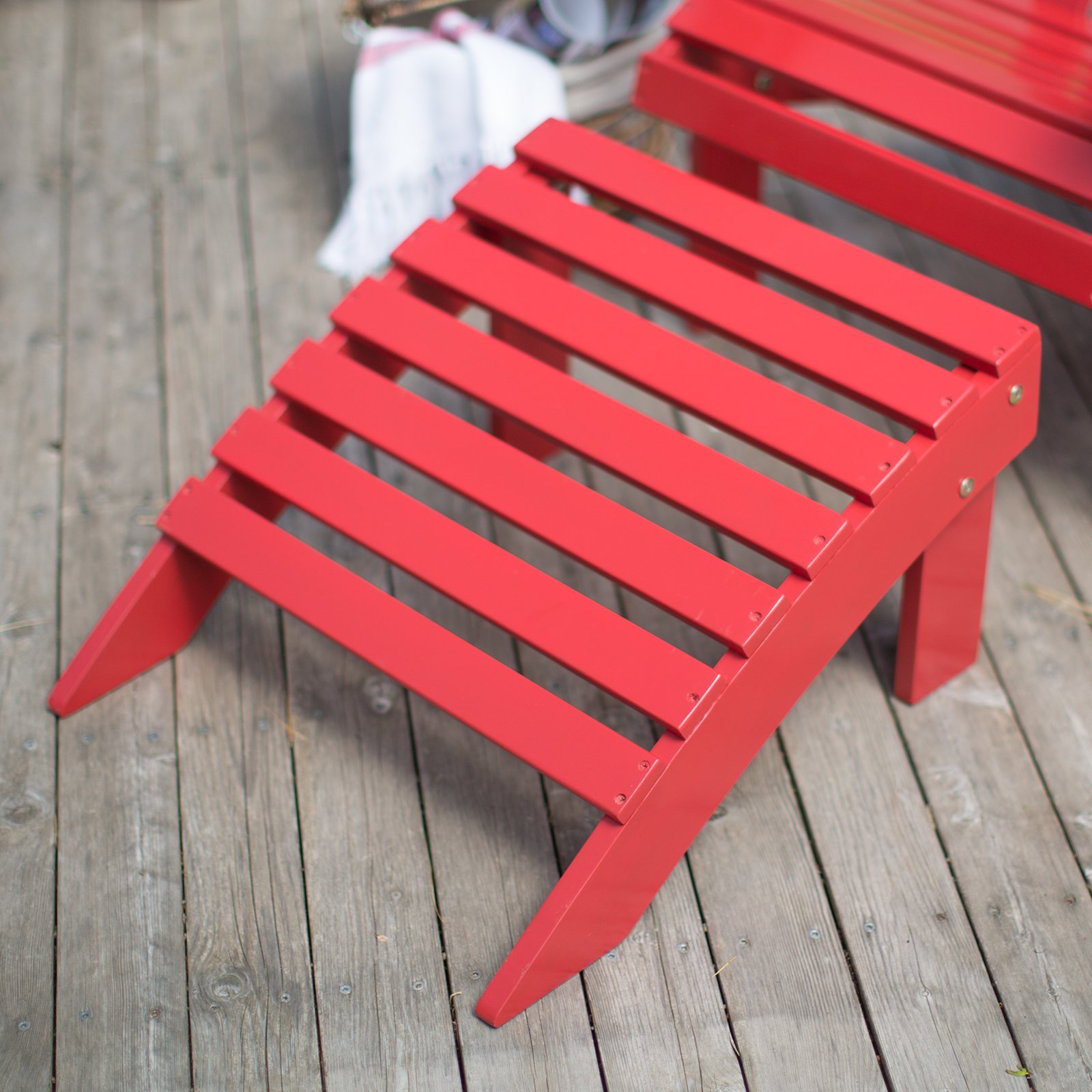 Coral Coast Pleasant Bay Acacia Adirondack Ottoman Red