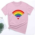 thumbnail image 5 of Inverlee Womens T Shirts Crewneck Dressy Casual Short Sleeve Tops Cute Rainbow Print Shirts Soft Holiday Tunic Blouse Tee, 5 of 5