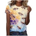 thumbnail image 1 of Blusas de Manga Corta para las Mujeres Cuello Redondo de Impresión de Verano, Top de Poliéster de Moda Casual para Toda la Temporada, 1 of 4