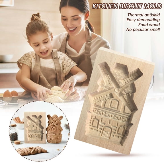 Wooden Embossing Cookie Molds, DIY Decorative Baking Tools for Christmas, Thanksgiving & Festival Baking
