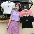 thumbnail image 3 of Camiseta Coreana De Mujer O Cuello Mariposa Casual Tops Slim Croptop Manga Corta De Cintura Altapangjing, 3 of 4