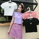 thumbnail image 3 of Camiseta Coreana De Mujer O Cuello Mariposa Casual Tops Slim Croptop Manga Corta De Cintura Altapangjing, 3 of 4