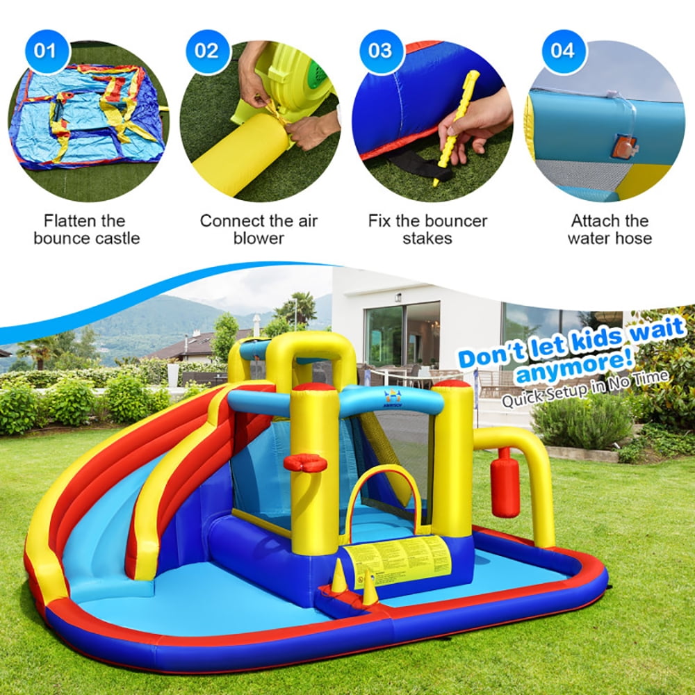 Aimee Lii 7-in-1 Inflatable Water Slide with 735W Air Blower and Splash Pool, Bounce House Water Slide for Kids Aimee Lii 7-in-1 Inflatable Water Slide with 735W Air Blower and Splash Pool, Bounce House Water Slide for Kids