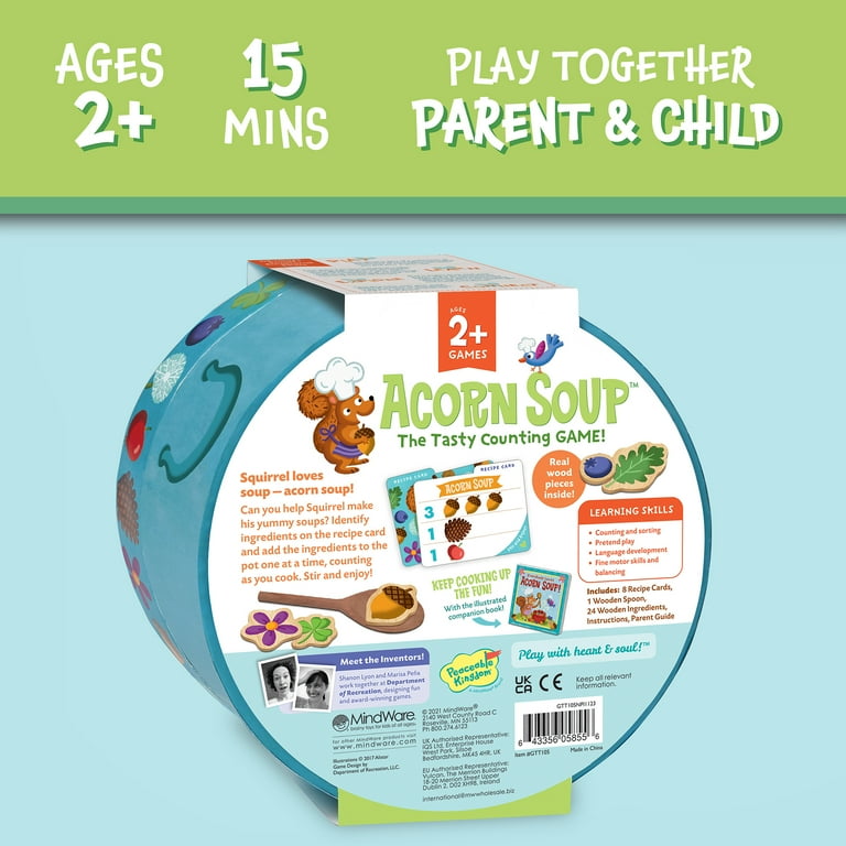 Peaceable Kingdom Easy Kids Acorn Soup Counting Game with Recipe