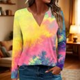 thumbnail image 4 of Going Out Tops for Women Casual Long Sleeve Fall Graphic Tshirts V Neck Lounge Wear Loose Pullover Yellow, 3XL, 4 of 6