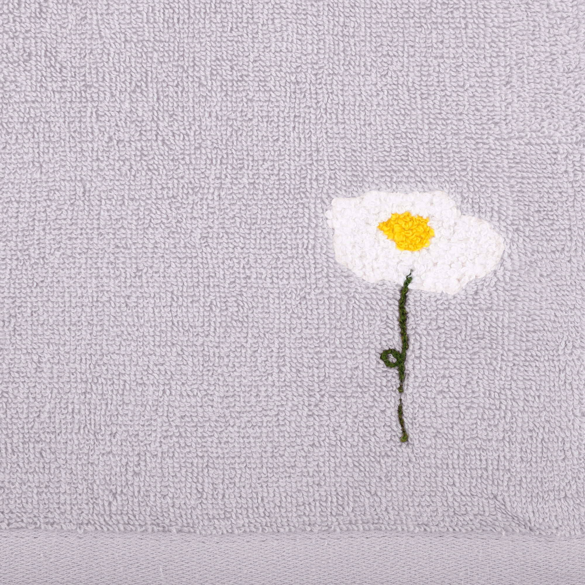 Unique Bargains 4 Pcs Soft Absorbent Floral Pattern Cotton Hand Towel Grey/Yellow