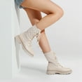 thumbnail image 5 of Dream Pairs Women's Fashion Lug Sole Ankle Booties Lace-Up Mid Calf Combat Boots SDMB2217W BEIGE WHITE Size 6, 5 of 5