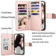 thumbnail image 2 of iphone 16 Pro Max Phone Case, Leather Wallet Case for Apple iphone 16 Pro Max, Ebizware Credit Card Cash Holder Folio Flip [Detachable] Kickstand Magnetic Cover & Lanyard for Women Men [Rose Gold], 2 of 6