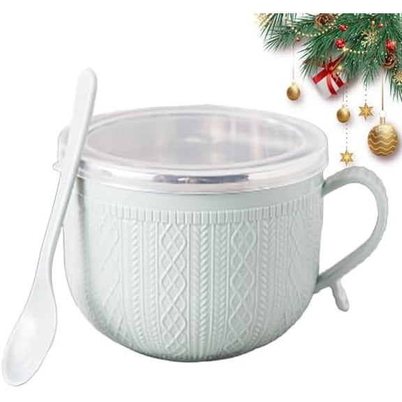 25 Oz Mug Meals with Lids, 1/4 pcs Stainless Steel Heat-Resistant Soup Mugs with Handles & Spoon, Ideal for Coffee, Stews, and Holiday Gift Sets