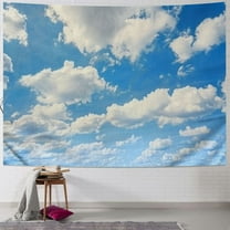 Fenyluxe  Blue Sky Tapestry White Cloud Tapestry Wall Hanging Ceiling Tapestries Clear Sunny Sky Clouds Backdrop Art Poster Wall Decor for Bedroom Living Room Dorm Kitchen Bathroom 40x30inch