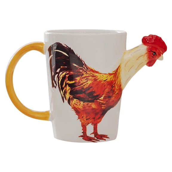 Homesteed Funny Chicken Coffee Mug with 3D Rooster Head Spout Novelty Farmhouse Kitchen Decor for Easter Holiday Gifts