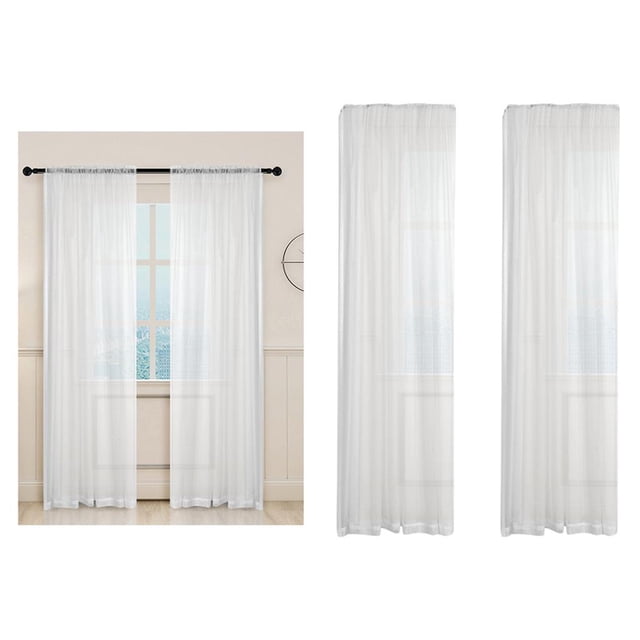 2x Net Voile Panel Drapery Window Treatment Cortina Cortina para habitación de niñas Cortinas Cortinas de perfecl Cortina transparente panel de gasa