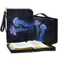 thumbnail image 4 of ZUXONGSY Dreamy Jellyfish Print PU Leather Bible Cover for Women Men Lightweight Bible Book Carrying Case with Detachable Wristlet Strap Bible Accessories for Daily Use Christian Tote Bag, 2XL, 4 of 7