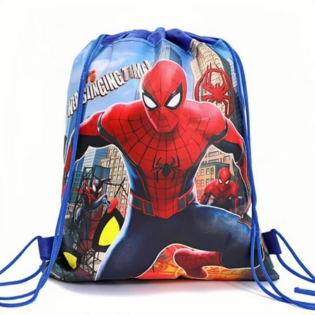 12-Pack Spider Anime Themed Reusable Non-Woven Drawstring Gift Bags for Parties, Cosplay Events and Themed Decorations
