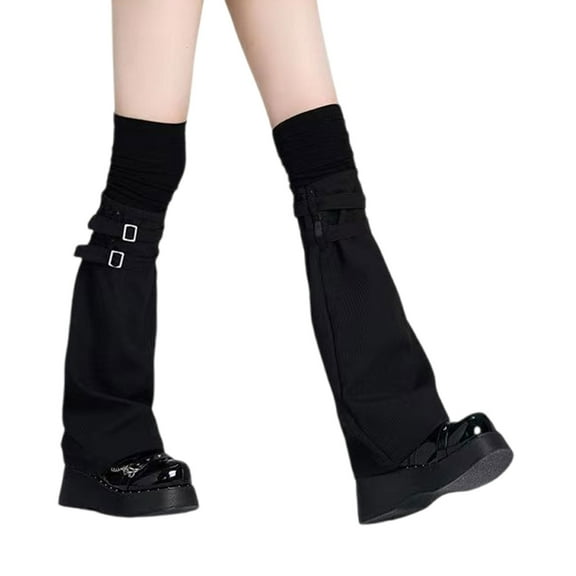 Punk Buckled Leg Sleeve for Women Teen Girl Flared Wide Leg Warmers Streetwear