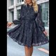 thumbnail image 5 of Vestidos de Otoño 2025 de Larga para Mujer, Minivestido Informal de Corte A con Botones y Cinturón, para Otoño e Invierno. Azul Marino S, 5 of 10