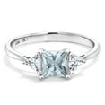 thumbnail image 2 of Gem Stone King 10K White Gold Sky Blue Aquamarine and White Moissanite 3 Stone Engagement Ring for Women (0.82 Cttw, March Birthstone, Princess 5MM, Trillion 3.5MM, Size 5), 2 of 5
