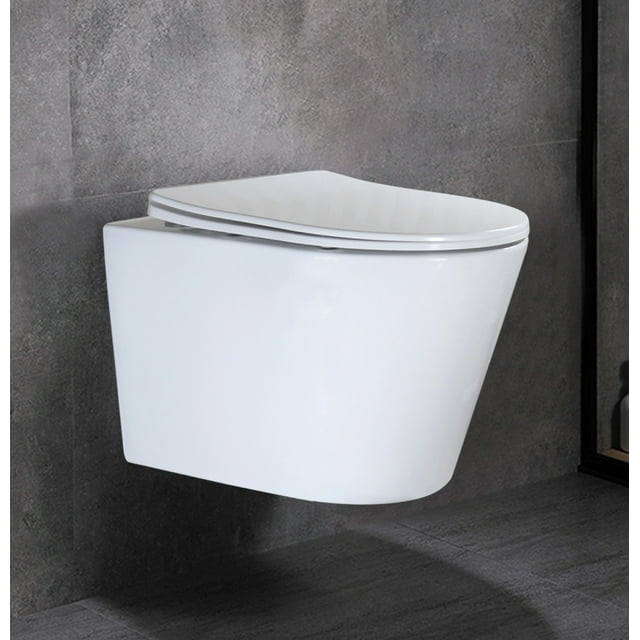 WinZo WZ5922 Cuvette de Toilette Murale Moderne au Design Compact Montée pour Garde-Robe Blanche