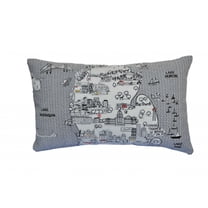 24" White Michigan Lower Peninsula Daylight Skyline Lumbar Decorative Pillow