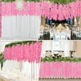 thumbnail image 5 of 40 Branches Wisteria Hanging Flowers with 20 Pcs Plant Wall Clips for Climbing Plants, Pink Fake Hanging Flowers Fake Flowers for Wedding Arch Party Garden Home Backdrop Decor, 5 of 8