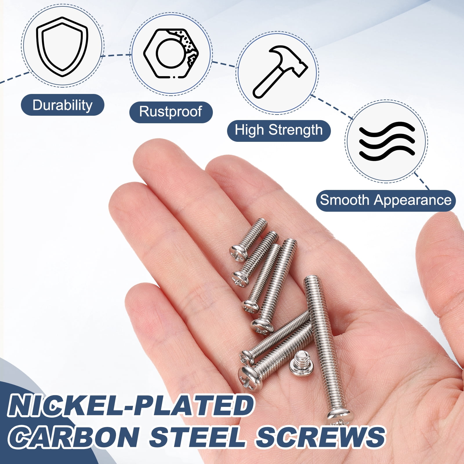 Uxcell M5x25-0.8mm Pan Head Machine Screws, Phillips Drive for Computers, 100 Pcs