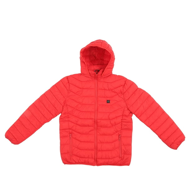 Chaqueta térmica con capucha y calefacción eléctrica, control único de 3 temperaturas, 2 zonas, USB, para hombre y mujer, color rojo, talla 2XL