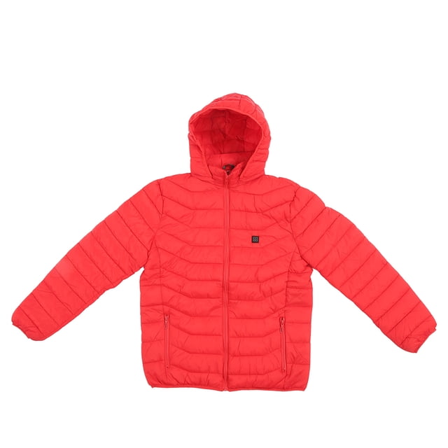 Chaqueta térmica con capucha y calefacción eléctrica, control único de 3 temperaturas, 2 zonas, USB, para hombre y mujer, color rojo, talla XL
