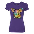 thumbnail image 3 of Dean Russo The Pig Animal Lover Womens Slim Fit Junior Tee, Purple Rush, Medium, 3 of 6