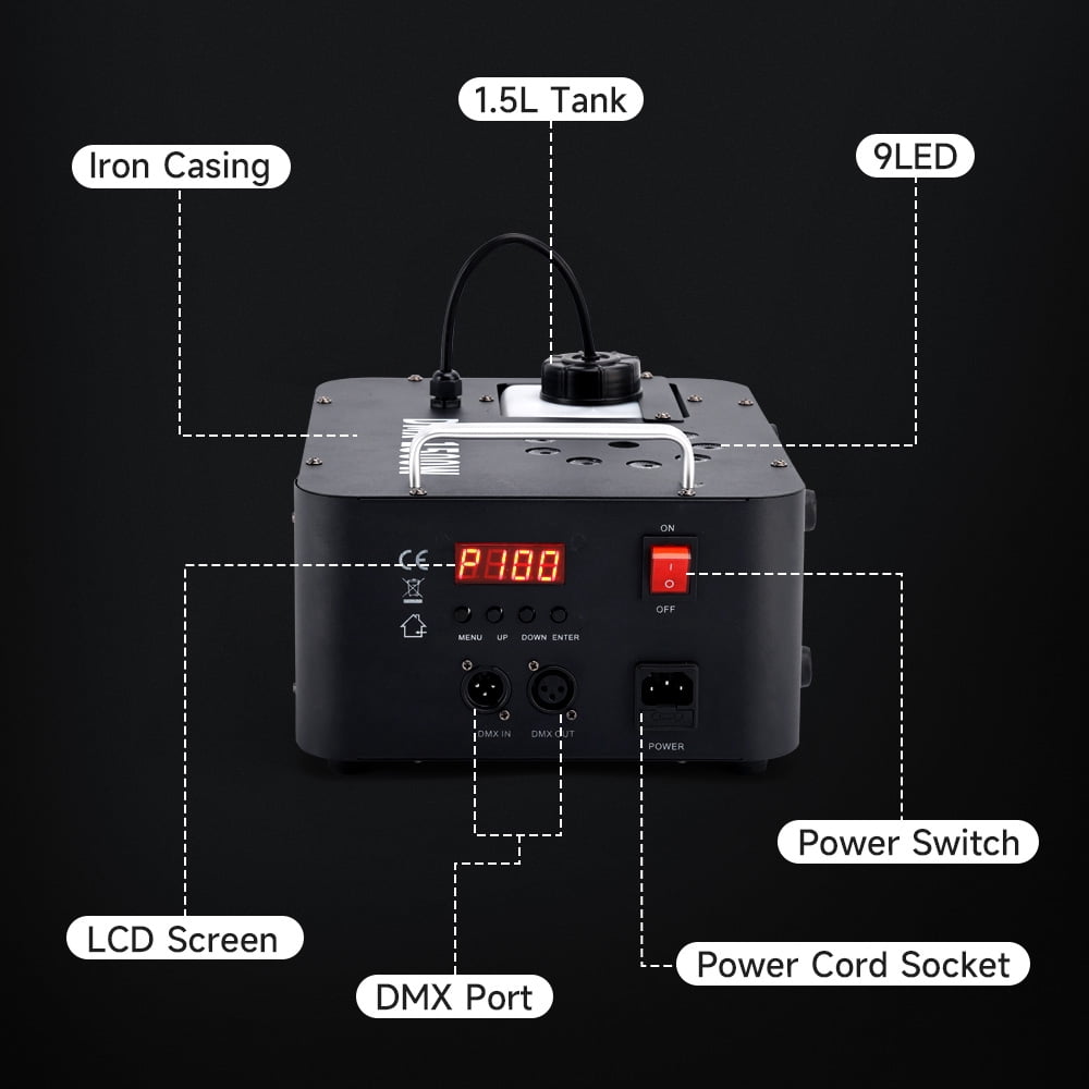 VIPQV Fog Machine 1500W, Wedding Smoke Machine with Remote Control and LED Light for Christmas Thanksgiving Party Stage