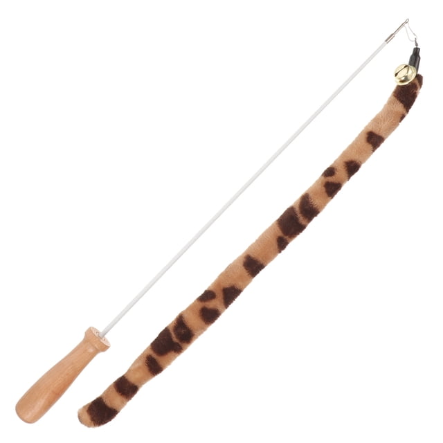 ORDDIART Brown Cat Toy Interactive Fishing Pole for Indoor Durable Wood and Plush Materials