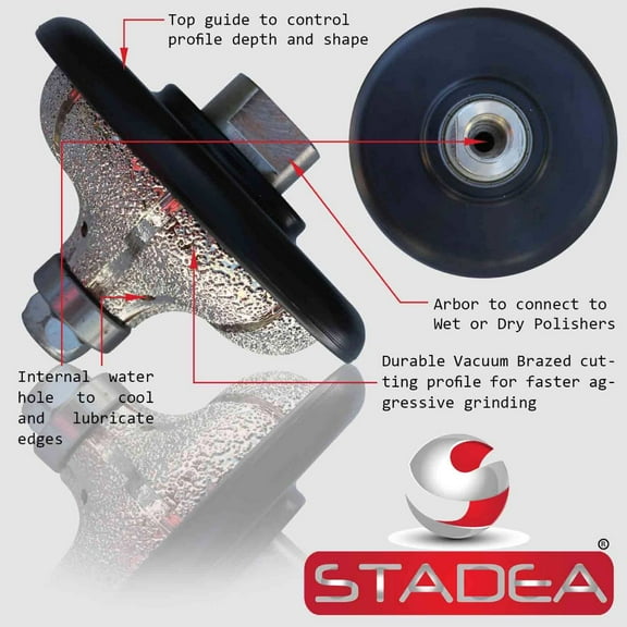 STADEA Diamond Profile Wheel Profile Grinding Wheel Ogee 1 1/4" for Grinder Wet Stone Polisher Granite Marble Concrete Shaping Profiling