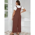 thumbnail image 7 of SHOWMALL Women’s Plus Casual Overalls Adjustable Straps Brown 4X Baggy Pants Wide Leg Jumpsuits with Pockets, 7 of 7