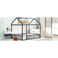 thumbnail image 4 of Harper & Bright Designs Metal Full Size Floor Bed, House Bed Frame Montessori Beds with Fence Rails, Playhouse Beds for Girls Boys, Black, 4 of 9