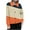 Orange, variant on Women's Color Block Button Jacket Long Sleeve Contrast Collar Casual Outerwear Loose Fit Two Tone Short Coat with Multi Color Options for Daily Wear