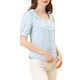 thumbnail image 4 of INSPIRAR CHIC Blusa de Manga Corta de Algodón con Cuello Cuadrado y Botones para Mujeres Color Azul Claro XS, 4 of 6