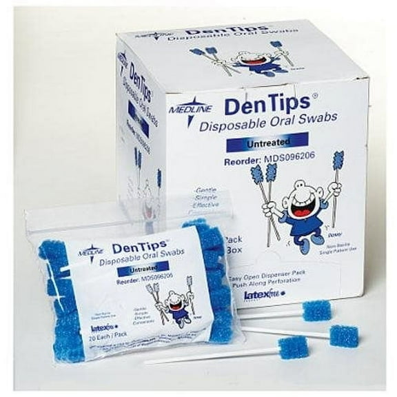 Medline Case Of 500 Dentips Disposable Oral Swabs 3.01 lb