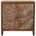 thumbnail image 4 of eHemco Tropical Monstera 2-Door Storage Cabinet, Modern Retro Style, Antique Walnut Finish, 30 x 14 x 31 Inches, 4 of 9