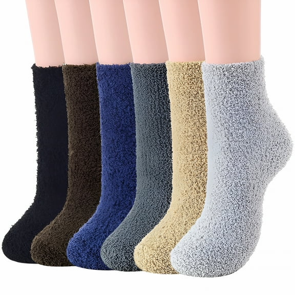 TELOLY Men'S Fuzzy Socks,Grip Socks,Microfiber Plush Sleeping Socks,Soft Warm Cozy Anti-Skid Solid Color