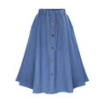 thumbnail image 1 of Jupe Trapèze en Denim Taille Haute pour Femme, Bleu Foncé, 1 of 8