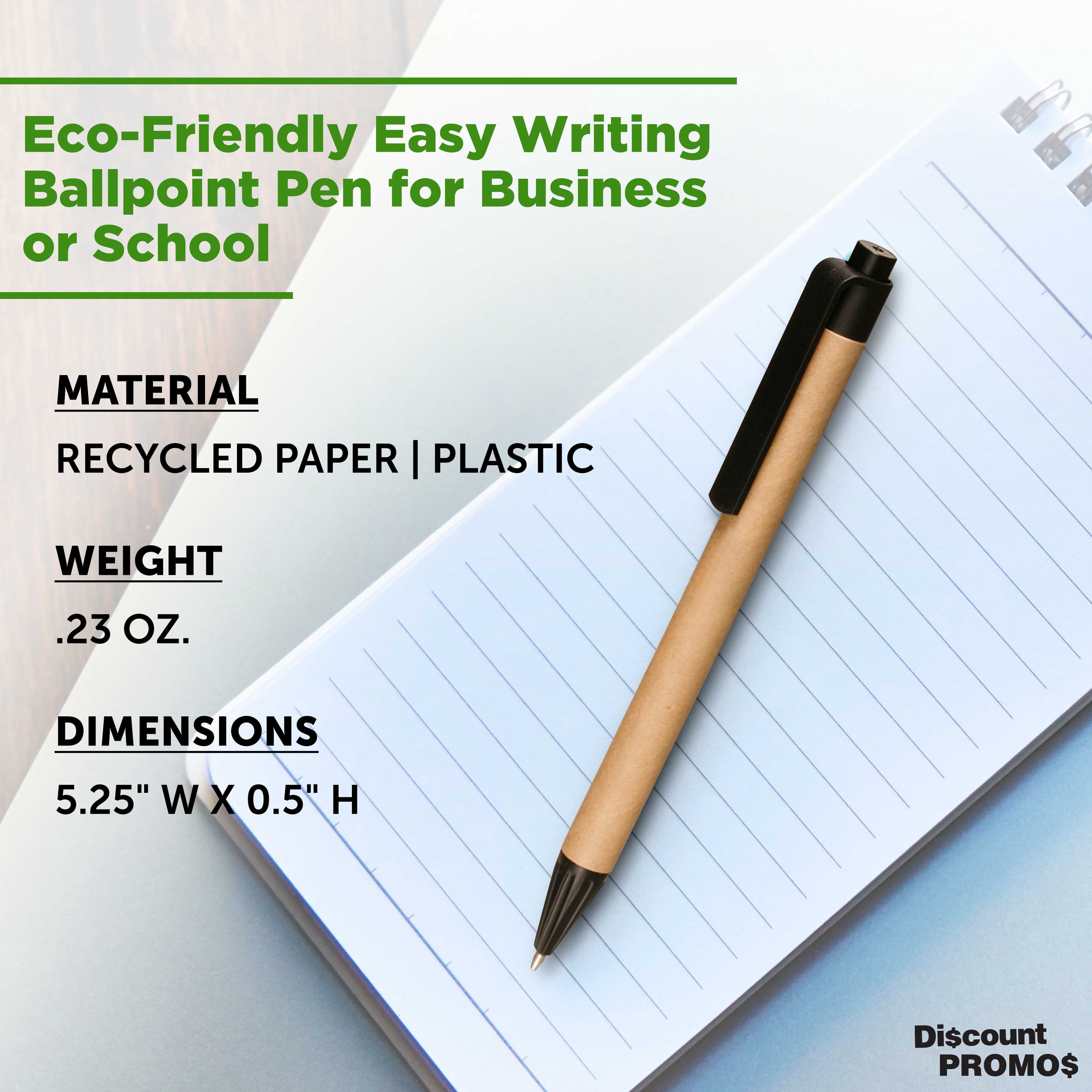 10 Business Recycled Pens Pack - Eco-friendly, Black Ink - Black